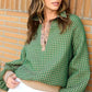 Oversized Two-Tone Textured Long Sleeve Top Shirts & Tops