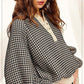 Oversized Two-Tone Textured Long Sleeve Top Shirts & Tops