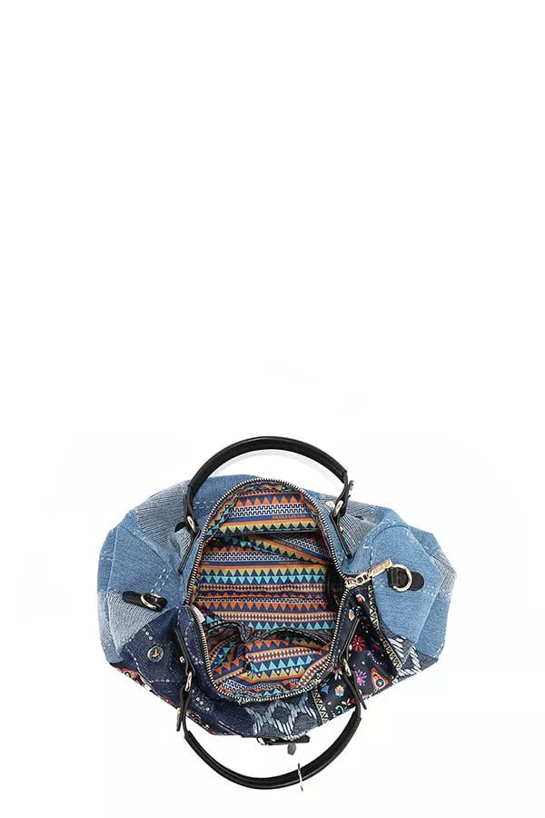 Bosque De Amor Denim Boston Bag | Handbags Daverri Fashions