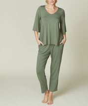 Full Size Flared Sleeve Bamboo Top Tops