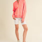 Women’s Ultra Comfy coral quarter-zip hoodie, relaxed fit
