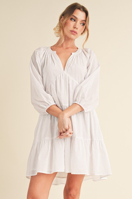 Jenay Tiered Dress WHITE Mini Dresses
