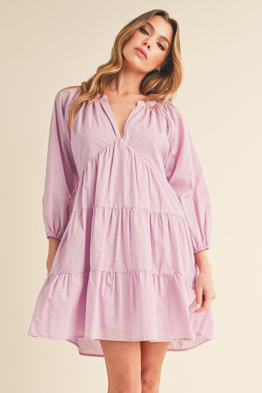 Jenay Tiered Dress LILAC Mini Dresses