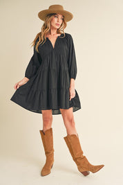 BLACK Jenay Tiered Dress | Mini Dresses Daverri Fashions