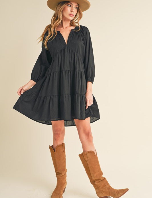 BLACK Jenay Tiered Dress | Mini Dresses Daverri Fashions