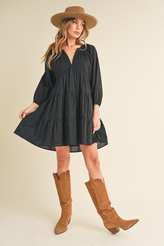 Jenay Tiered Dress BLACK Mini Dresses