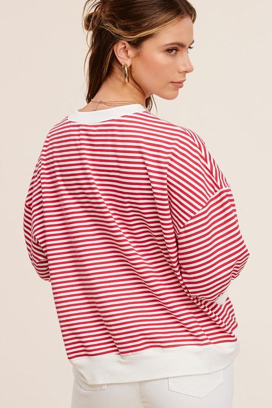 Crew Neck Stripe Short Sleeve Top Shirts & Tops