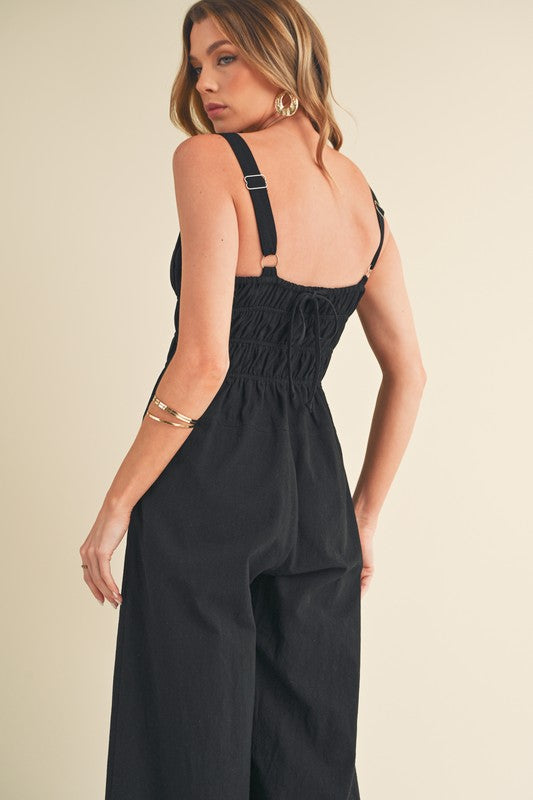 Aemi+Co Textured Wide Leg Jumpsuit Jumpsuits