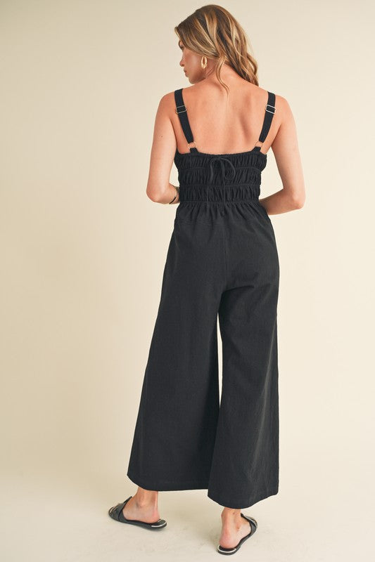 Aemi+Co Textured Wide Leg Jumpsuit Jumpsuits