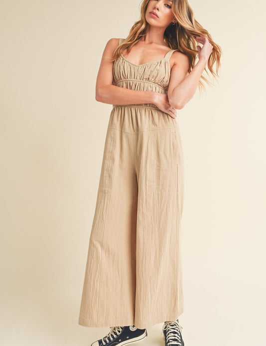 Aemi+Co Textured Wide Leg Jumpsuit Jumpsuits