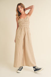 Aemi+Co Textured Wide Leg Jumpsuit Jumpsuits