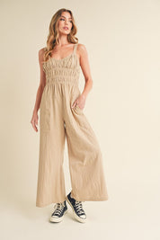 Aemi+Co Textured Wide Leg Jumpsuit OAT Jumpsuits