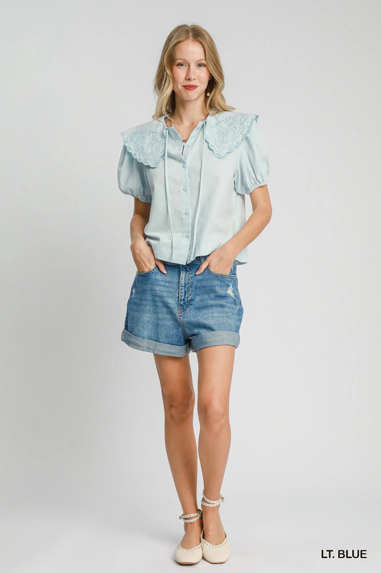 Umgee Tied Collared Short Sleeve Button Down Shirt | Tops Daverri Fashions