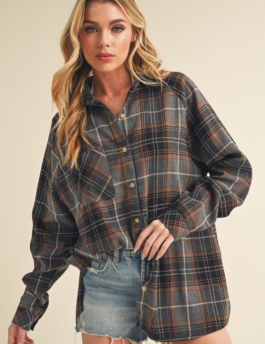 GRAY Katie Flannel Shirt | Shirts Daverri Fashions