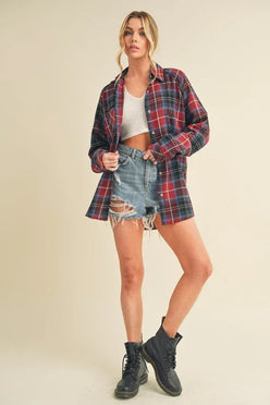 Katie Flannel Shirt - DAVERRI FASHIONS