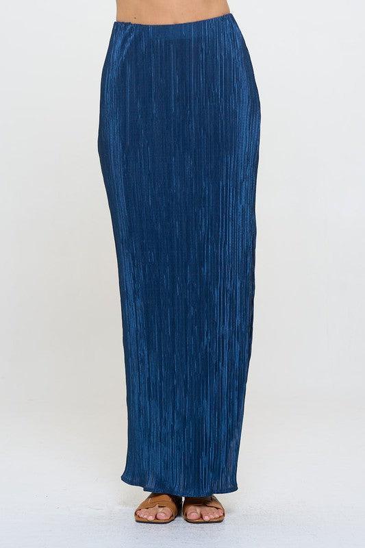 Renee C Plisse Slit Maxi Skirt - DAVERRI FASHIONS
