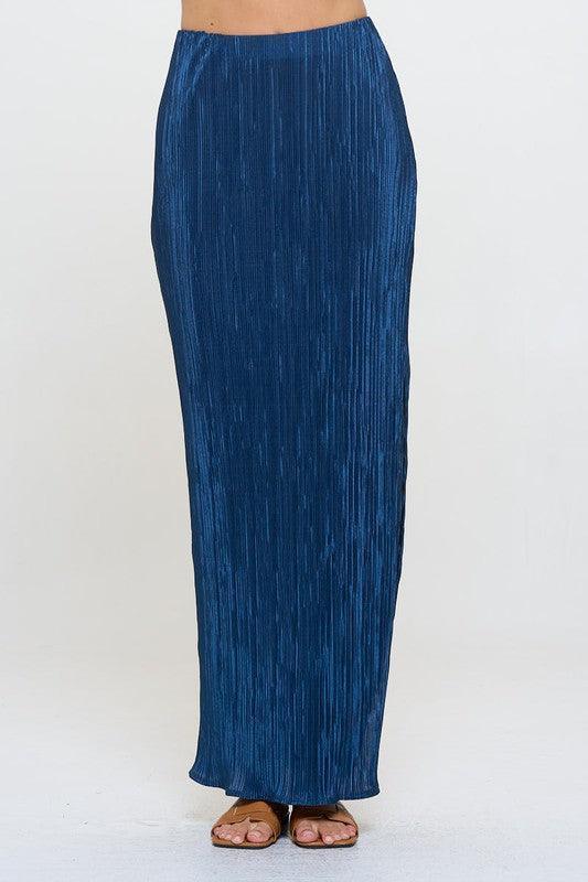Renee C Plisse Slit Maxi Skirt - DAVERRI FASHIONS