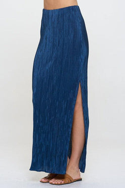 Renee C Plisse Slit Maxi Skirt - DAVERRI FASHIONS
