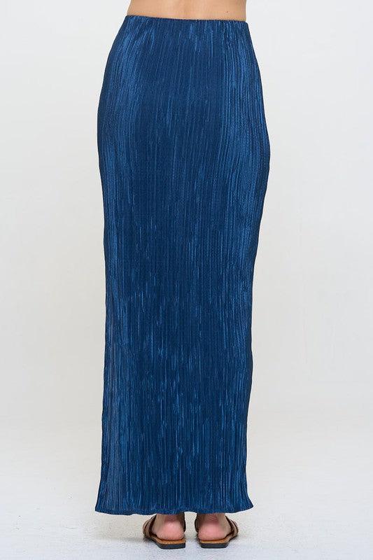 Renee C Plisse Slit Maxi Skirt - DAVERRI FASHIONS