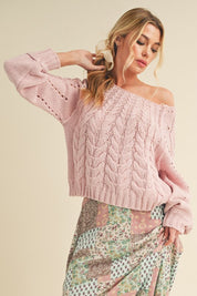 PINK S Tally Cable Knit Sweater | Sweaters Daverri Fashions