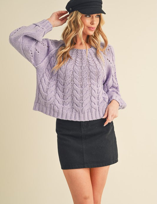 LAVENDER S Tally Cable Knit Sweater | Sweaters Daverri Fashions