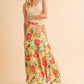 Aemi + Co Flowy Boho Patchwork Print Maxi Skirt BLUE CITRUS S Maxi Skirts