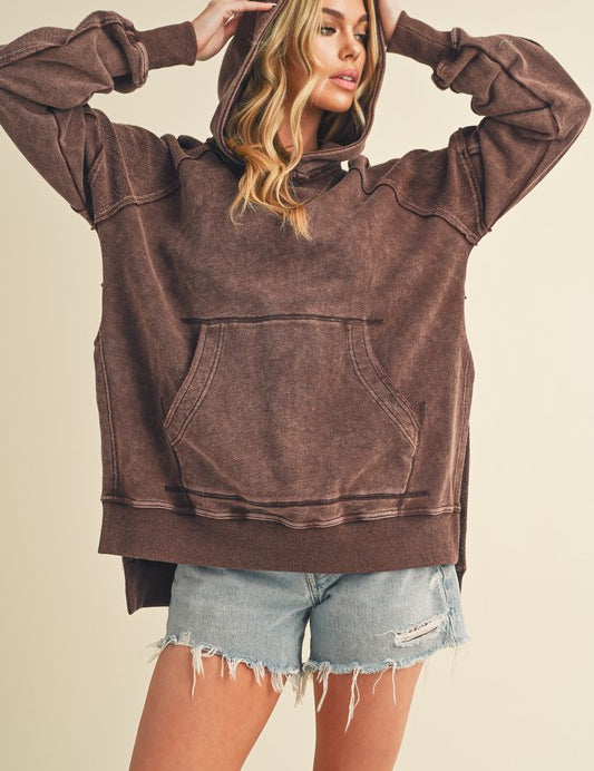BROWN S Deb Washed Oversized Hoodie | Hoodies Daverri Fashions