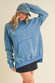 BLUE S Deb Washed Oversized Hoodie | Hoodies Daverri Fashions