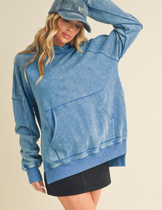 BLUE S Deb Washed Oversized Hoodie | Hoodies Daverri Fashions