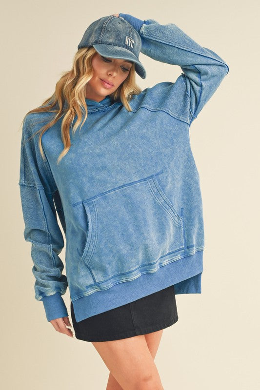 Deb Washed Hoodie BLUE S