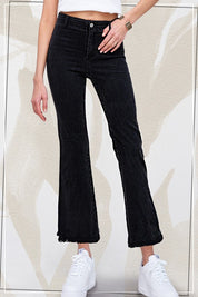 La Miel Soft Washed Stretchy High Rise Pants WASHED BLACK Jeans