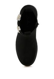 Mothman Faux Fur Detail Chunky Ankle Boots | Boots Daverri Fashions