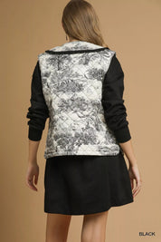 Umgee Toile Quilted Vest with Ruffle Collar | Vest Jackets Daverri Fashions