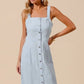 SO ME Button Down Pocket Front Pinafore Dress LT DENIM S