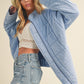 Light blue Dixie Jacket with quilted design, zipper front, padded sleeves