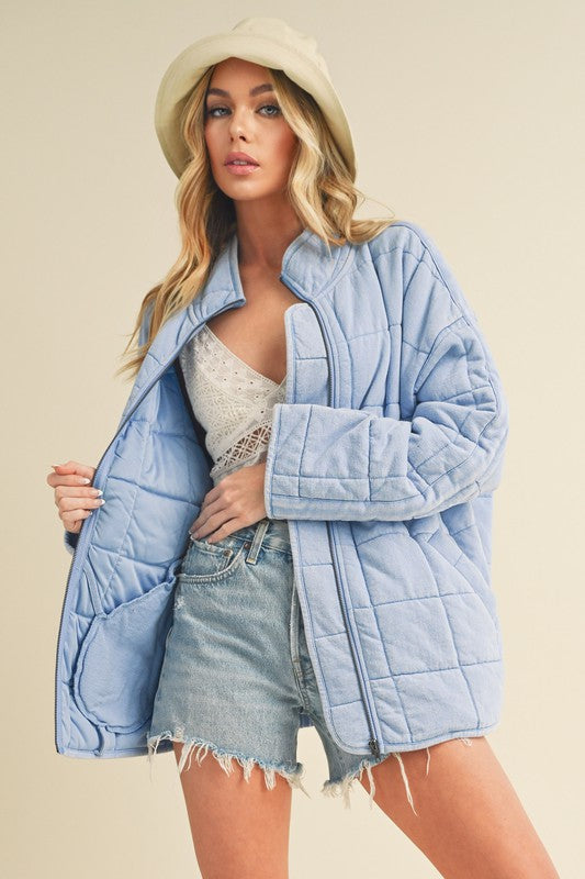 Light blue Dixie Jacket with soft quilted padded texture