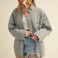 Gray Dixie Jacket: Quilted with high collar and zipper front
