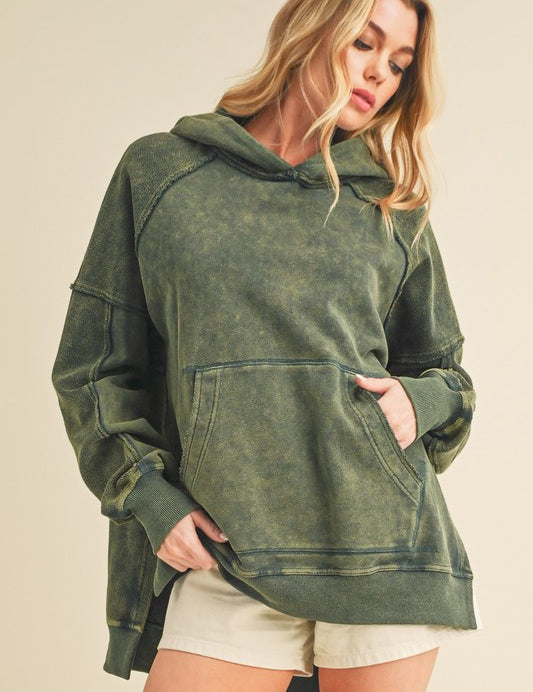 Green S Deb Washed Oversized Hoodie | Hoodies Daverri Fashions