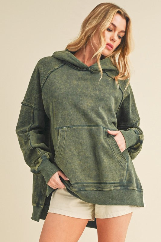 Deb Washed Hoodie Green S