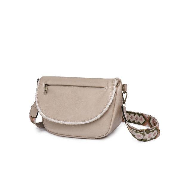 Vintage Vegan Leather Crossbody Bag Cream 1 Handbags