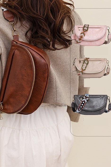 Vintage Vegan Leather Crossbody Bag Handbags