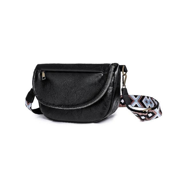 Vintage Vegan Leather Crossbody Bag Black 1 Handbags