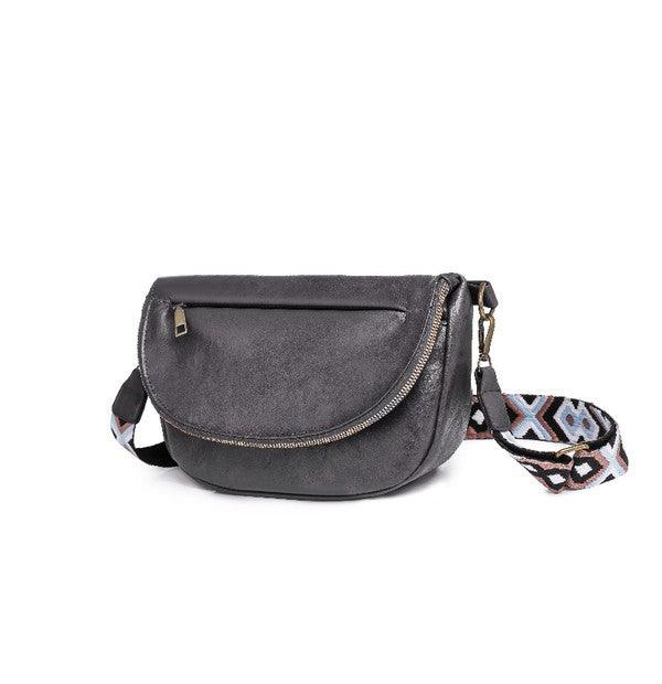 Vintage Vegan Leather Crossbody Bag Grey 1 Handbags