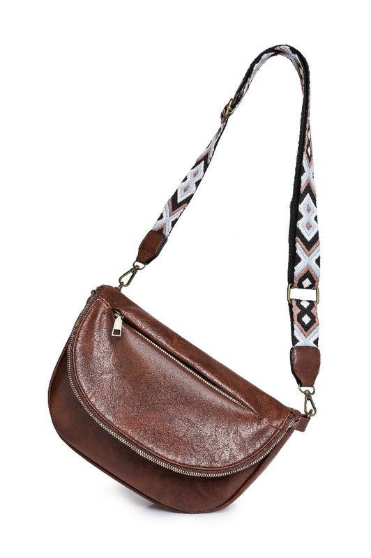 Vintage Vegan Leather Crossbody Bag Chestnut 1 Handbags