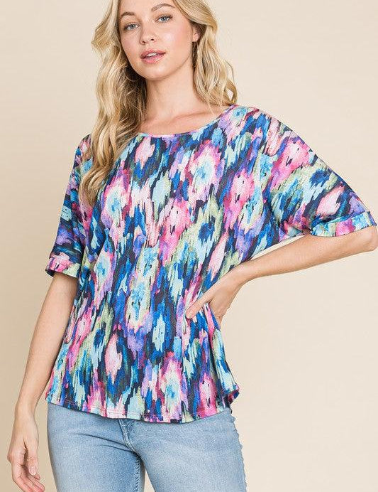 BOMBOM Lightweight Contrast Round Neck Short Sleeve T-Shirt | Daverri Fashions