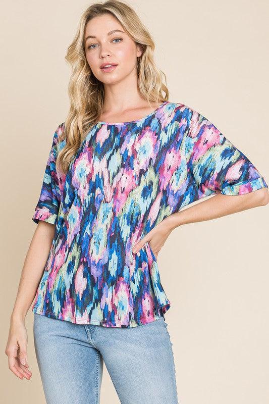 BOMBOM Lightweight Contrast Round Neck Short Sleeve T-Shirt - DAVERRI FASHIONS