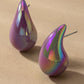 Puffy Hollow Teardrop Earrings Purple one size Earrings