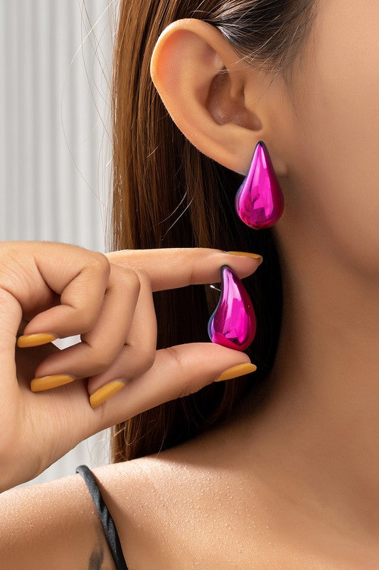 Puffy Hollow Teardrop Earrings Earrings