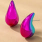 Puffy Hollow Teardrop Earrings Fuschia one size Earrings