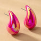 Puffy Hollow Teardrop Earrings Pink one size Earrings